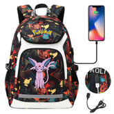 Pokemon Espeon USB Charging Backpack School NoteBook Laptop Travel Bags